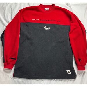 Dale Earnhardt Jr Bud Racing Fleece Pullover Sweatshirt Men's Large Red Nascar